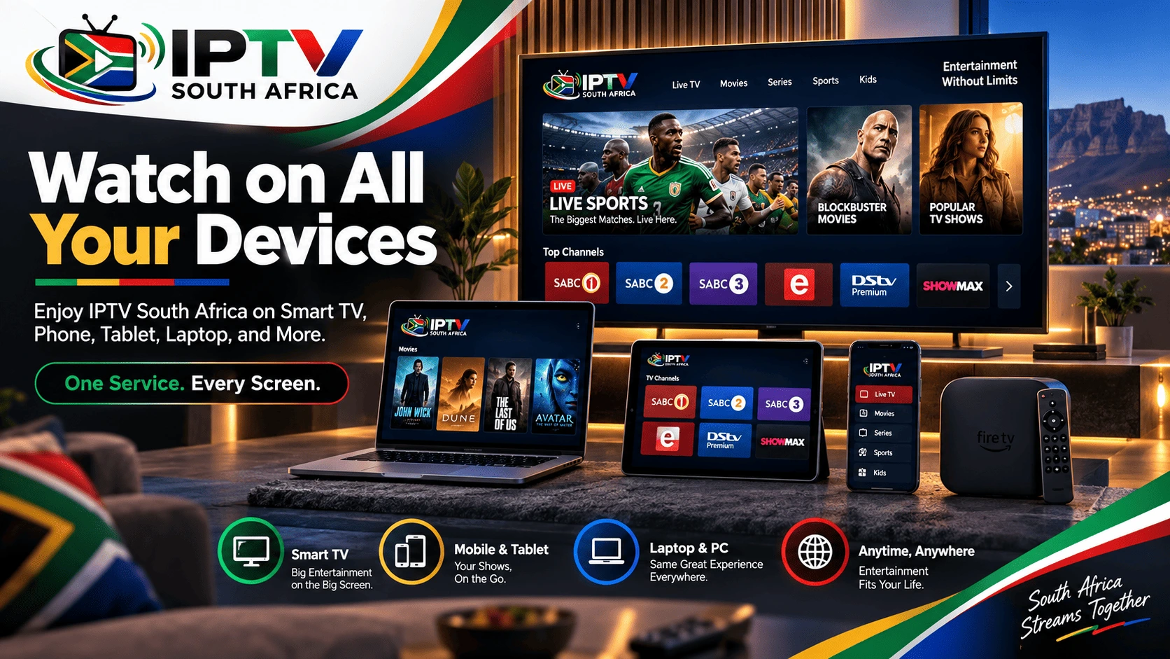 IPTV South Africa on TV, tablet and phone